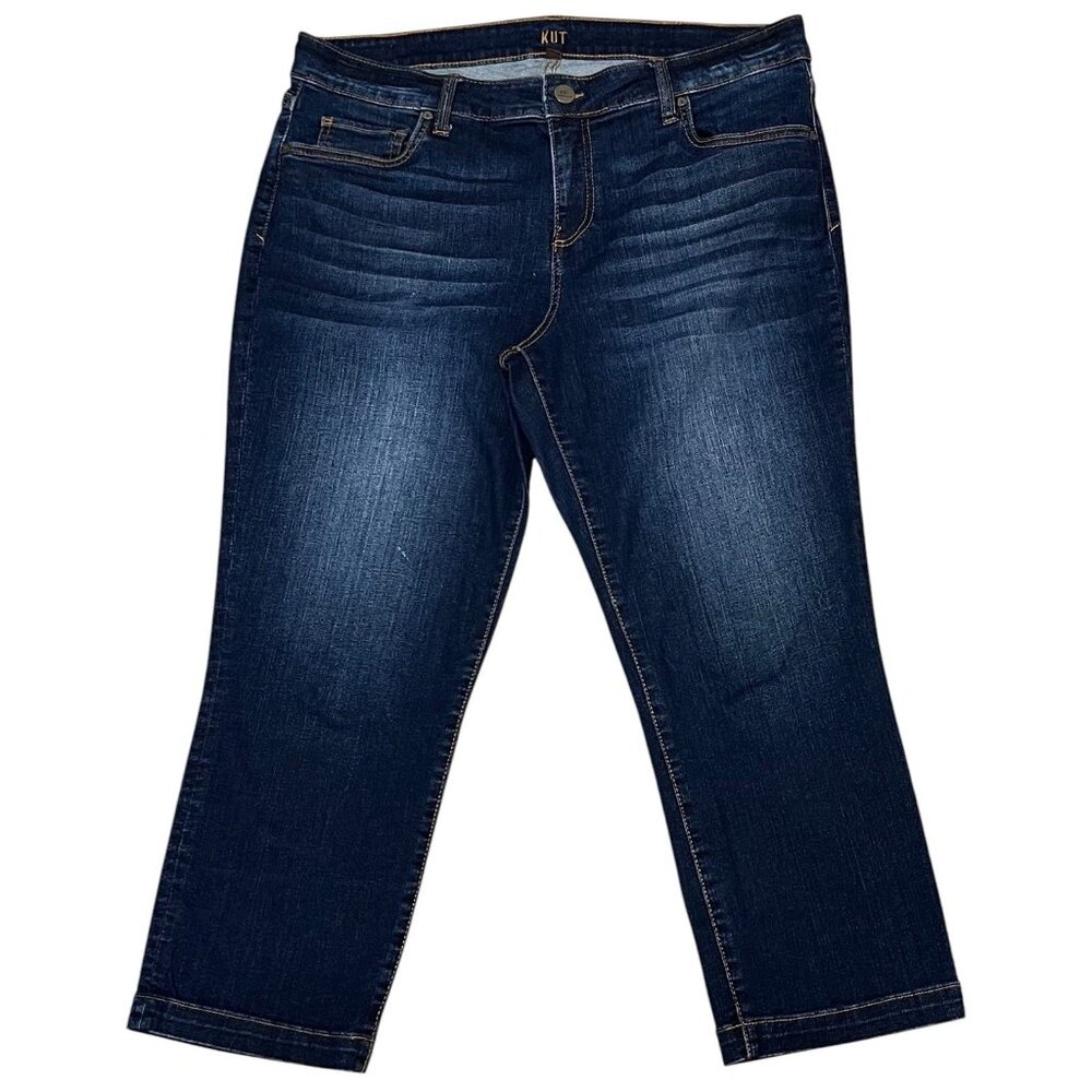 kut from the kloth Women’s Size 14 Jeans Crop Straight Blue Stretch Zipper